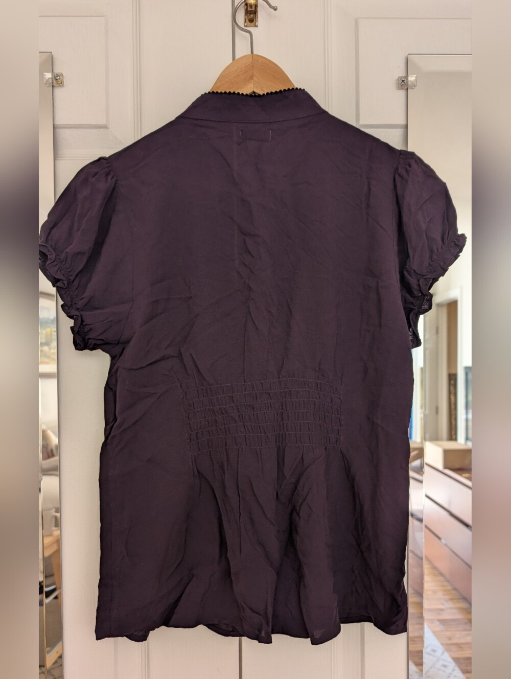 ANTHRO Odille Ruffle Top In Plum Purple - Picture 10 of 12
